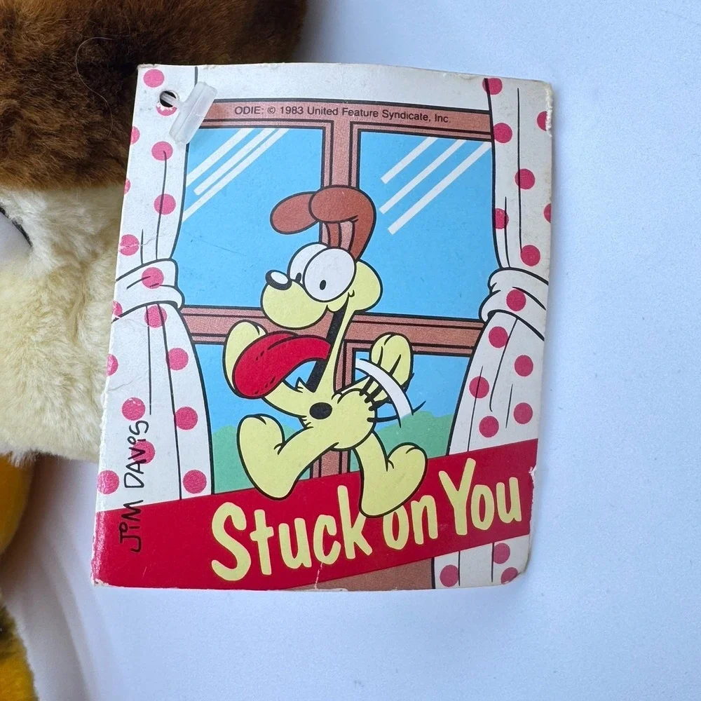 VTG Garfield & Odie Plush Car Window Suction Cup Cling Jointed Head Stuck On You